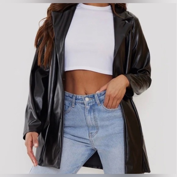 NWT polyester leather blazer - Picture 1 of 4